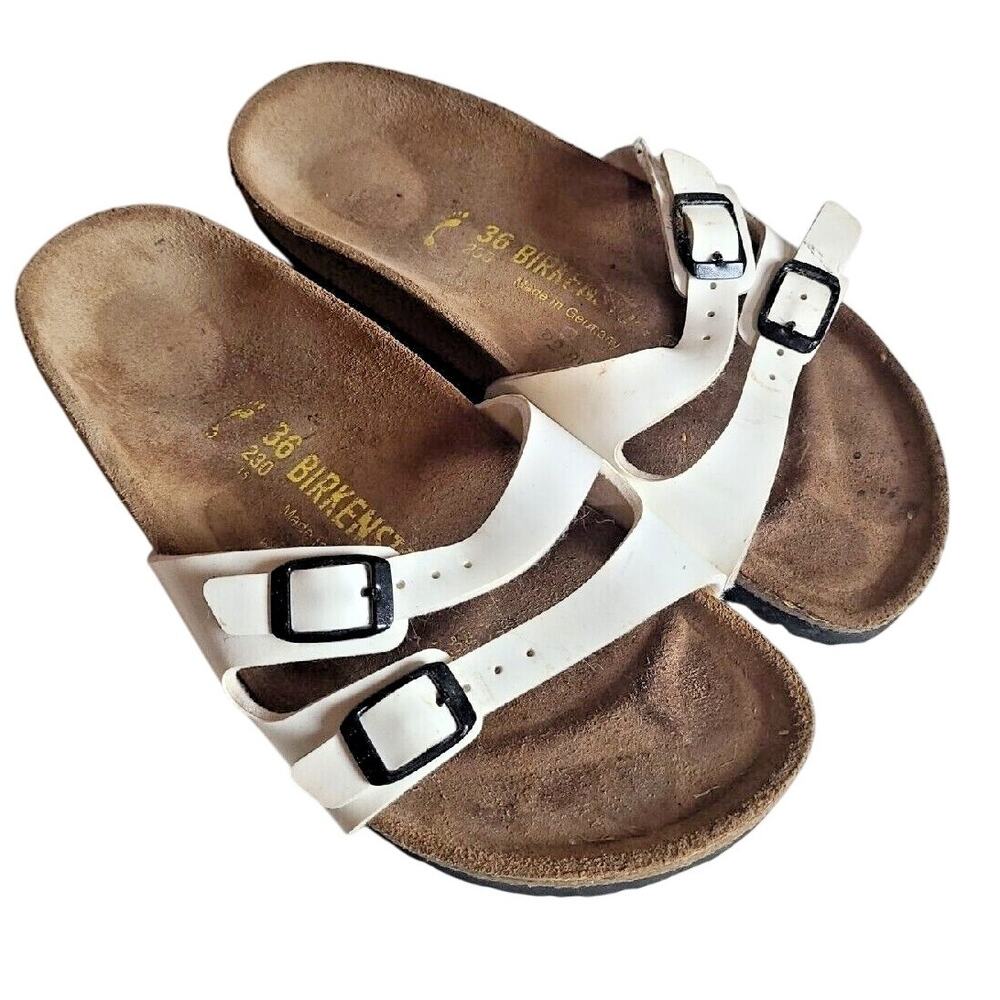 Birkenstock Ibiza White Birko-Flor‎ Slide Slip On Sandals Womans Size 36